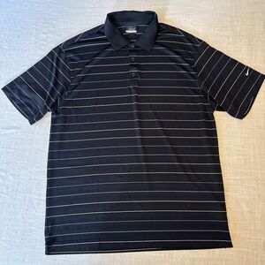 Nike Golf Fit Dry Polo Shirt Black Thin Stripes Light Polyester Men's‎ Size XL